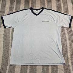 Old Navy Men’s M Light Blue/Navy V-Neck Ringer T-Shirt 8 Graphic Gothic font
