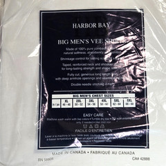Harbor Bay White T-shirt V-Neck Lot of 6 (3x 2-packs) Size 3X Casual Male XL/DXL
