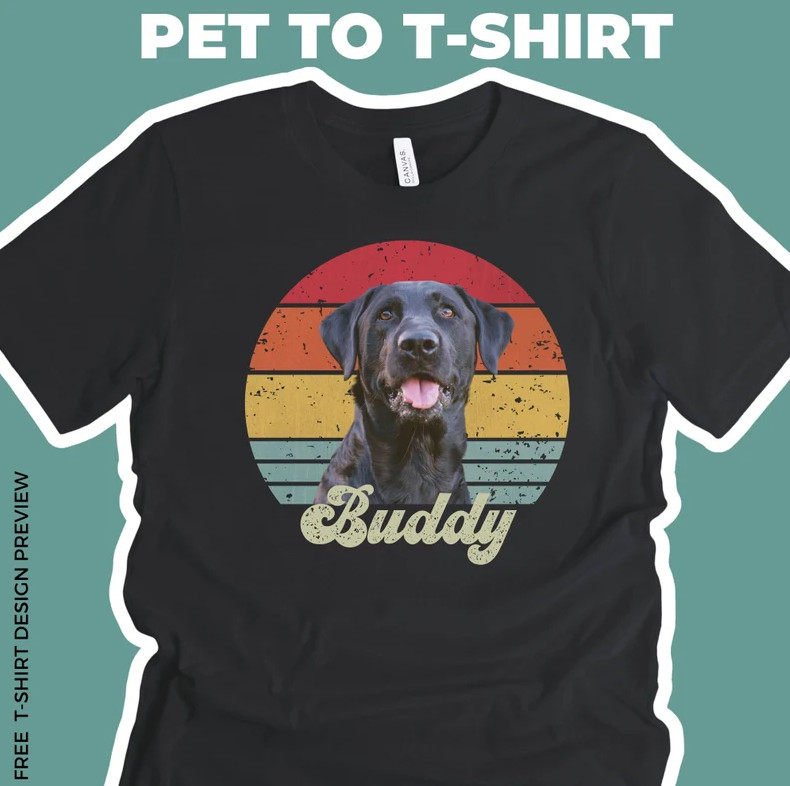Custom Dog Shirt, Custom Pet Shirt with Vintage Portrait – Personalize Your Pet