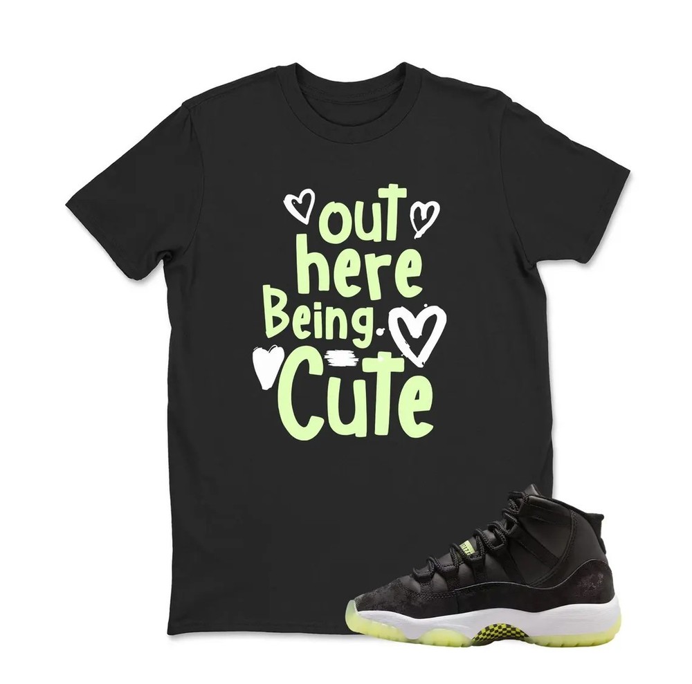 Out Here Being Cute Shirt to Match for JD 11 Inner Beast, BLACK/WHITE
