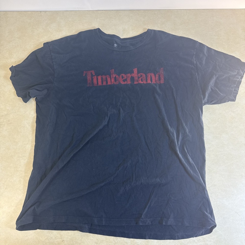 Timberland Blue Men’s Cotton Crew Neck T-Shirt Logo Graphic Short Sleeve Sz 2XL