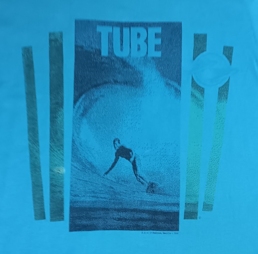 vintage 80s Tube Surf Surfboard Pipeline t-shirt turquoise ocean beach surfer
