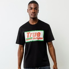 True Religion T-Shirt Men’s 2XL Black White Orange Green Jeans Gas Box Logo NWT