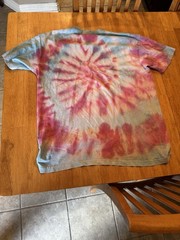 Blue Pink Siberia Spirit Tie Die 100% Cotton Shirt Damages Listed
