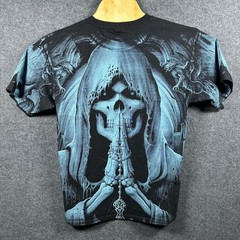 YAZBEK Grim Reaper Praying Rosary Graphic T Shirt Mens Large AOP