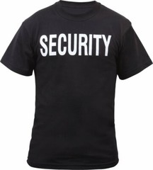 Security Double Sided T-Shirt Black & White Official Issue Officer Bouncer Event