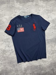 Polo Ralph Lauren USA Flag Big Pony T-Shirt Chief Keef Tee Y2K Blue Men’s Size L