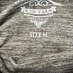 Raw Yarn Industries Size M Heathered Long Sleeved Top Olive Green Crew Neck