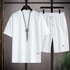 2025 new Summer Men’s Waffle Sets Casual T-Shirt And Shorts Set Male Sports Suit