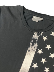 ASOS Men’s Size XL Black Flag Stars Long Zip Cuff Sleeve Cotton Stretch T-Shirt