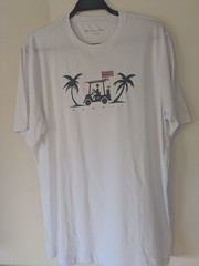 TravisMathew Men’s White Crew Neck Hawaii Graphic T-Shirt, L (NWOT)