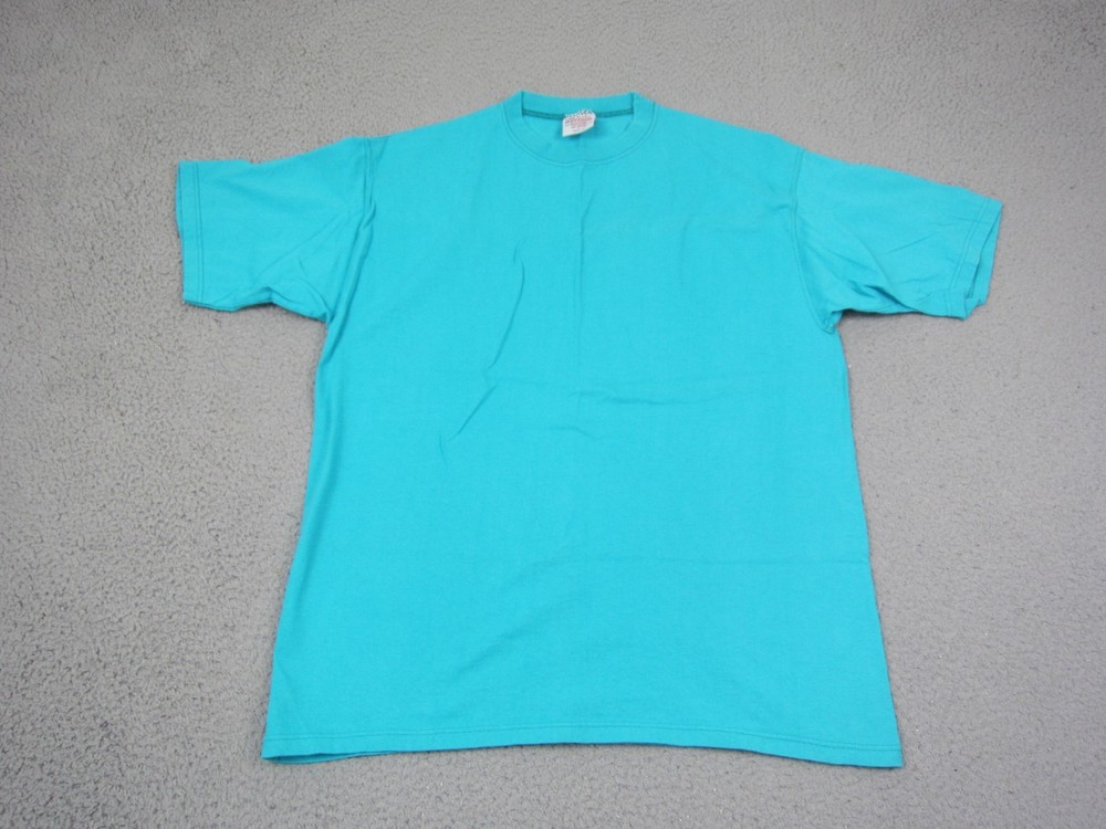 Vintage Pluma Shirt Adult Large L Blue Blank Casual Mens Heavyweight Made in USA