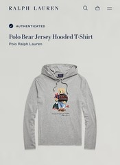 Polo Ralph Lauren Men’s Hooded T-Shirt Polo Bear Jersey, Size Large