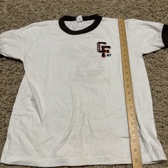 Vintage 80s Made In USA CF Band Ringer T Shirt Size L White Single Stitch Tiger