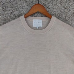 Sheep Inc Ultra-Fine Merino Wool Knit T-Shirt Mens Large Beige Short Sleeve