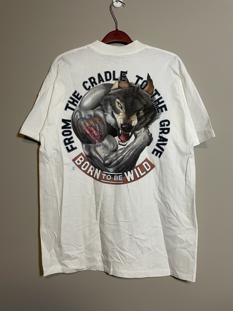 Vintage Muscle Designs Cradle To The Grave Bodybuilding Wolf Mens XL (A566)