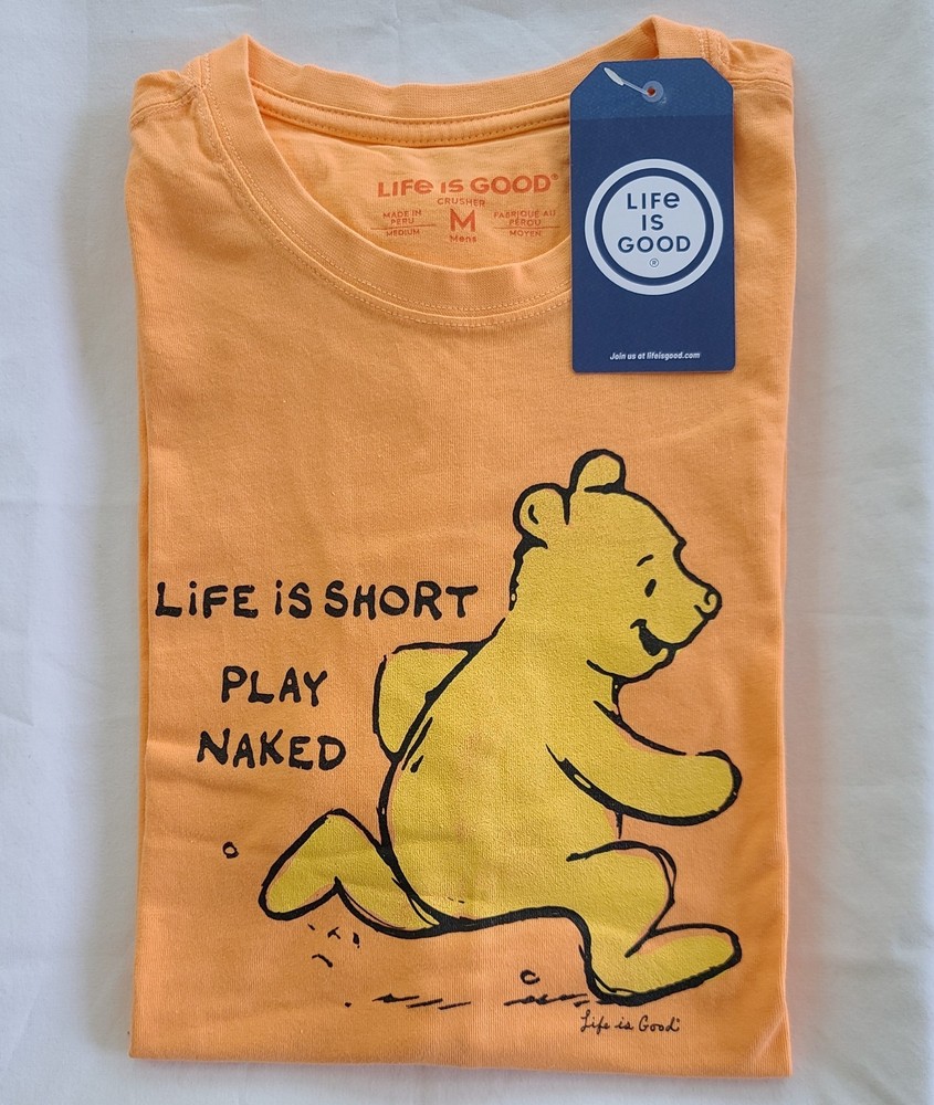 Life Is Good SS Shirt Crusher Tee WINNIE THE POOH PLAY NAKED Chest43in Mens M