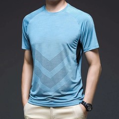Male Tees Shirts O Neck Business Quick-drying Green Tops Wholesale Fashion Luxur
