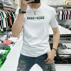 New Fashion Trend Tiger Hot Diamonds Rhinestone Summer Luxury Men Cotton T-Shirt