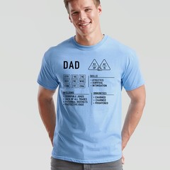 Dad Dungeons Mens T Shirt Dragons Character Sheet Fathers Day Gift DND RPG