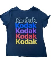 Kodak Shirt Mens M Black Short Sleeve Rainbow Logo Stacked Graphic
