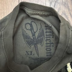 AFFLICTION Y2K Green Tie-Dye Gold Black Foil Velvet Graphic Eagle Shirt Sz XL