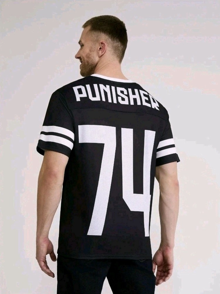 Marvel Punisher Men’s Graphic Football Jersey Size M 2 Sided NWT Free Ship