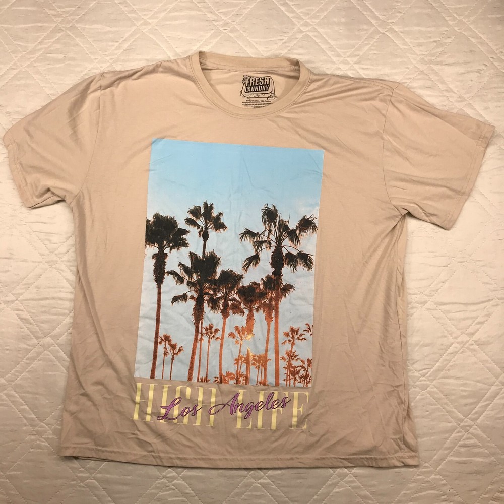 Fresh Laundry Los Angeles HIGH LIFE tan SS T shirt 2XL