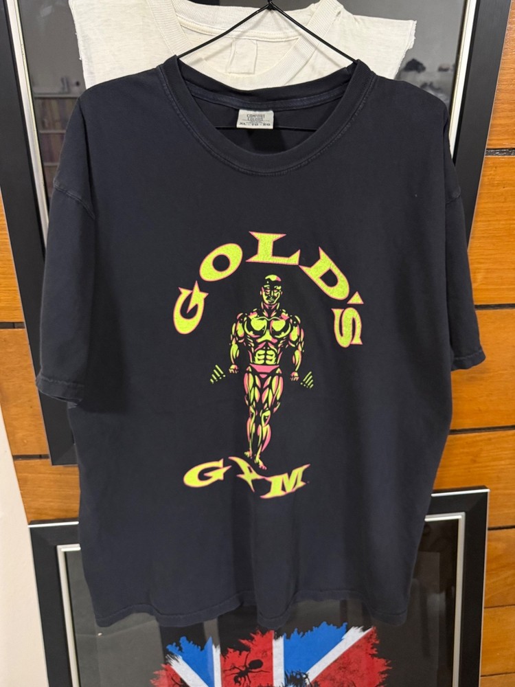Gold’s Gym Graphic T-Shirt Black Comfort Colors XL Bodybuilding Fitness Gym Tee