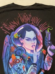 stay cold apparel Tshirt I know What You Did Space Girl Grafitty Size Large Blac