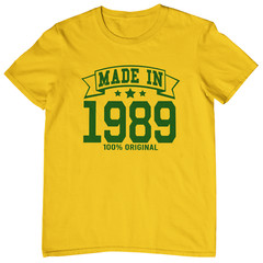 MADE IN 1989 T-SHIRT – 1980s 80s birthday gift dad mom year of birth date card t