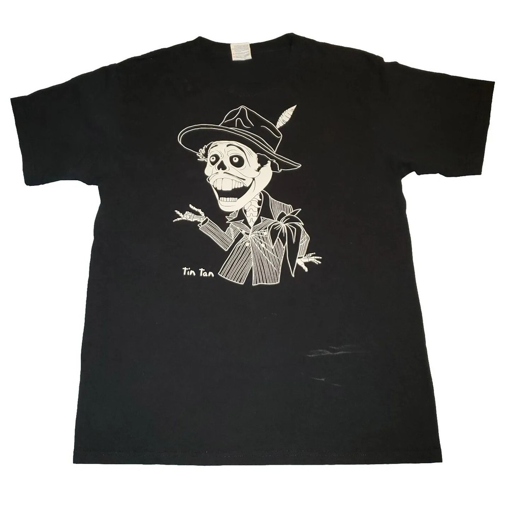 Sz MEDIUM Vintage Tin Tan Skeleton Black T-Shirt German Valdes Mexican Actor 90s