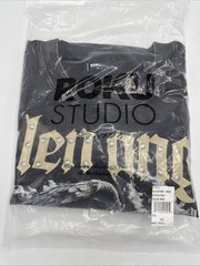 Roku Studio Fallen Angel 3XL Cropped Studded T Shirt NWT Washed Black / Gray