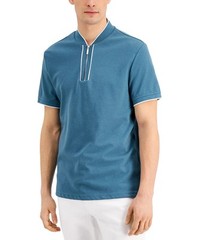 INC Men’s Regular-Fit Ottoman Stripe Baseball-Collar Shirt in Dusty Teal-XS