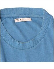Zara Mens T-Shirt Top Medium Blue Viscose DF28