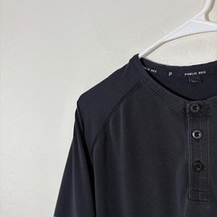 Public Rec Henley Shirt Mens Large Black Long Sleeve Pima Tencel Stretch Tee Top