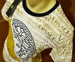 Versace Men’s Medusa T-Shirt Gold Black All Over Logo Short Sleeve Tee Size 2XL