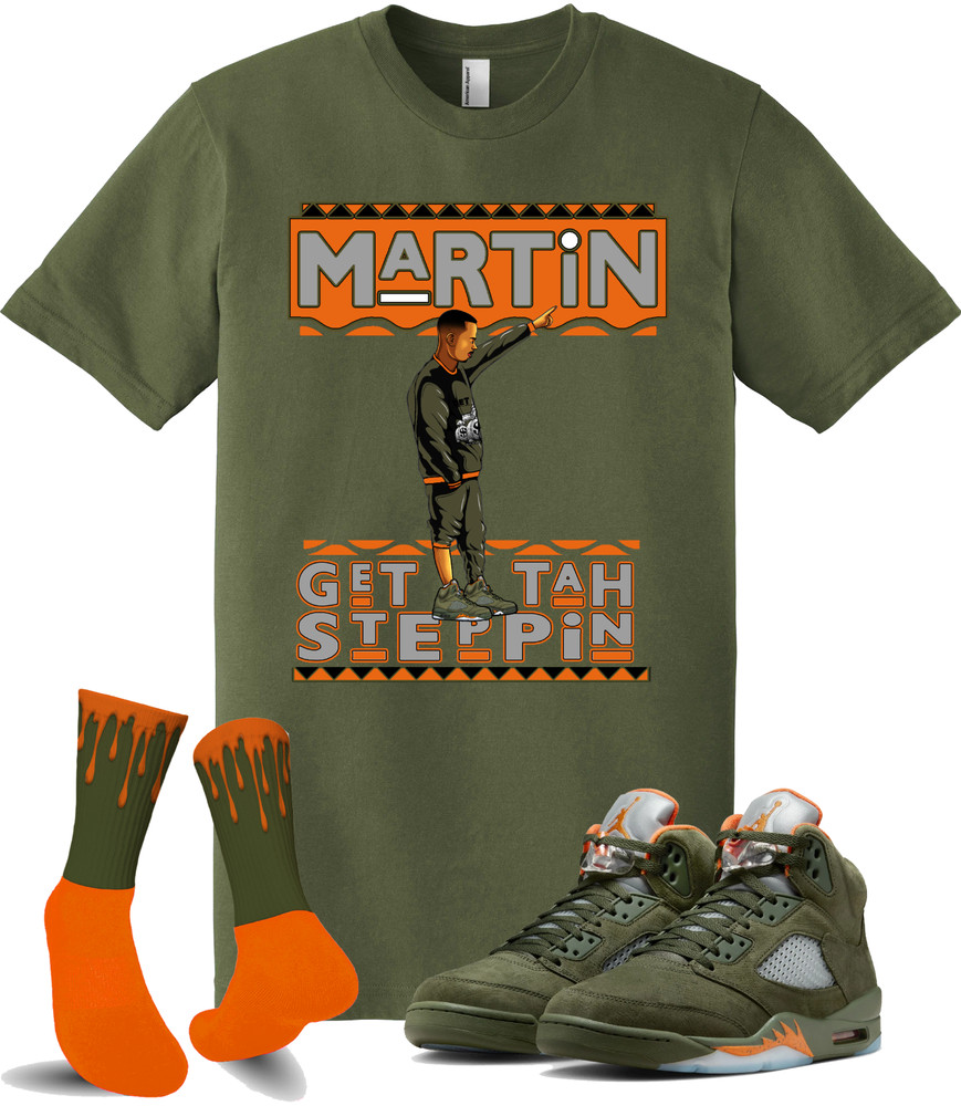 We Will Fit shirt to match Jordan 5 Olive army Green Solar orange