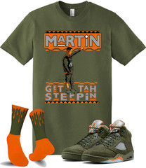 We Will Fit shirt to match Jordan 5 Olive army Green Solar orange