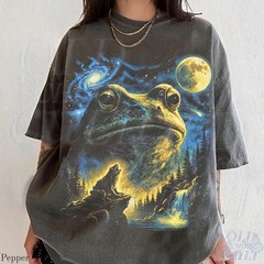 Vintage Frog 90s Shirt Cosmic Moon Nature Retro Unisex Cottagecore Gift Tee