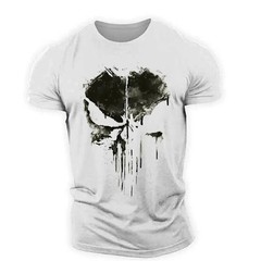 Punisher Skull Men’s T-Shirt Top Fitness Sportswear Stretch Breathable