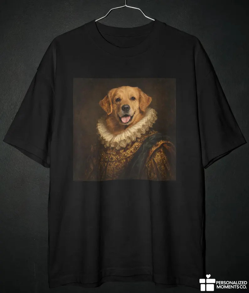 Custom Pet Renaissance Portrait Comfort Tee Personalized Dog Cat Art