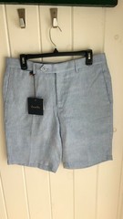 Chad Bermuda short grey/blue gradient. 100% linen. Size 32 waist.