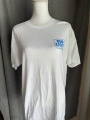 Bud Light NFL Logo T-Shirt White Adult Short Sleeve Shirt Size Large