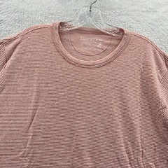 New Faherty Striped Shirt Mens XL Orange Cloud Cotton Soft Short Sleeve Tee B9