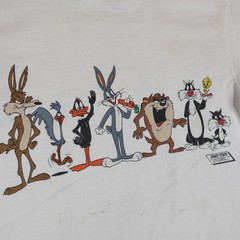 Vintage Looney Tunes Shirt Mens Medium White Double Sided Changes T Made USA 80s