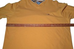 Vintage 1990s Tommy Jeans Shirt Men L Ribbed Knit Gold Long Sleeve V Neck