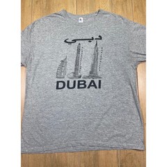 Four Square Dubai Skyline Graphic T-Shirt Gray XL Burj Khalifa Souvenir Tee