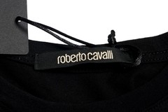 Roberto Cavalli Men’s Black Graphic Print Crewneck T-Shirt US 2XL IT 56