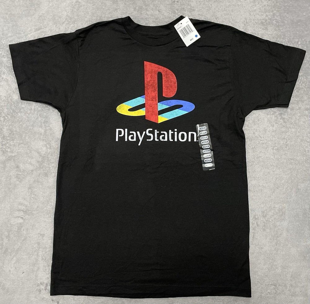 Sony PlayStation Classic Logo Ripple Junction T-Shirt Men’s M Medium Black New